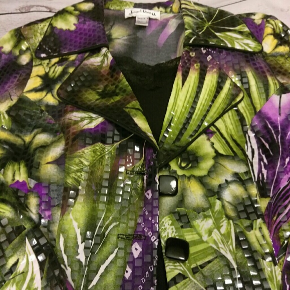 SOLD Joseph Ribkoff Purple & Green Floral Blazer - Picture 4 of 8
